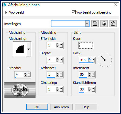 Effecten - 3D-Effecten - Afschuining binnen 