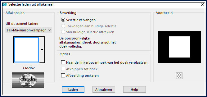 Selecties - Selectie laden/opslaan - Selectie laden uit alfkanaal : Cloclo2