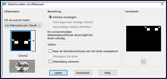 Selecties - Selectie laden/opslaan - Selectie laden uit alfkanaal : Cloclo 2