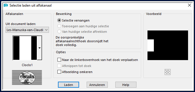 Selecties - Selectie laden/opslaan - Selectie laden uit alfkanaal : Cloclo 1