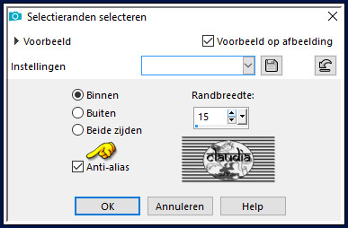 Selecties - Wijzigen - Selectieranden selecteren