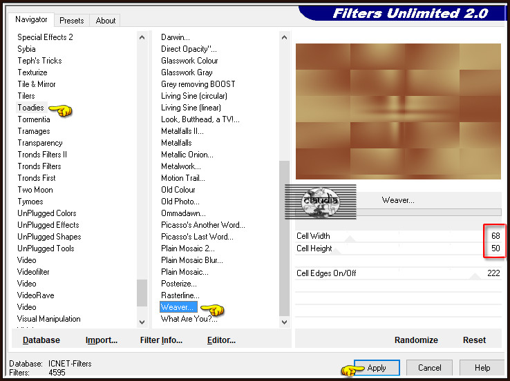 Effecten - Insteekfilters - <I.C.NET Software> - Filters Unlimited 2.0 - Toadies - Weaver