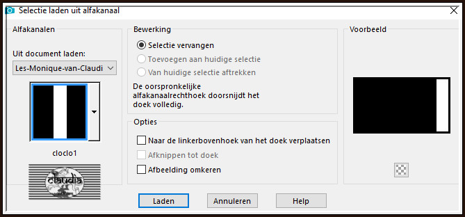 Selecties - Selectie laden/opslaan - Selectie laden uit alfkanaal : cloclo1