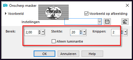 Aanpassen - Scherpte - Onscherp masker