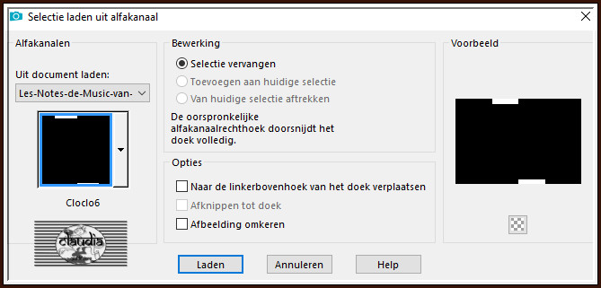 Selecties - Selectie laden/opslaan - Selectie laden uit alfkanaal : Cloclo6