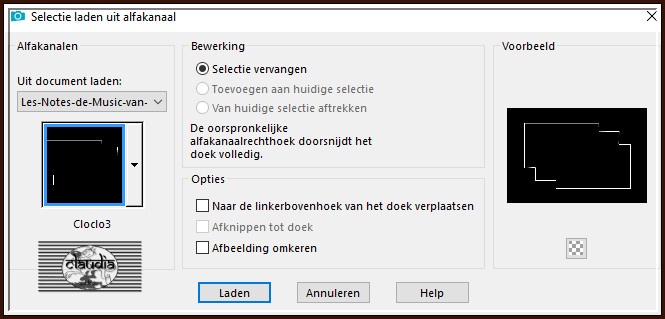 Selecties - Selectie laden/opslaan - Selectie laden uit alfkanaal : Cloclo3