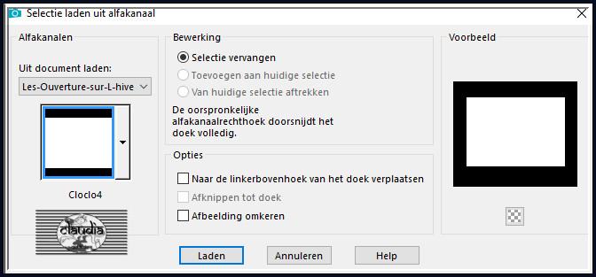 Selecties - Selectie laden/opslaan - Selectie laden uit alfkanaal : Cloclo4