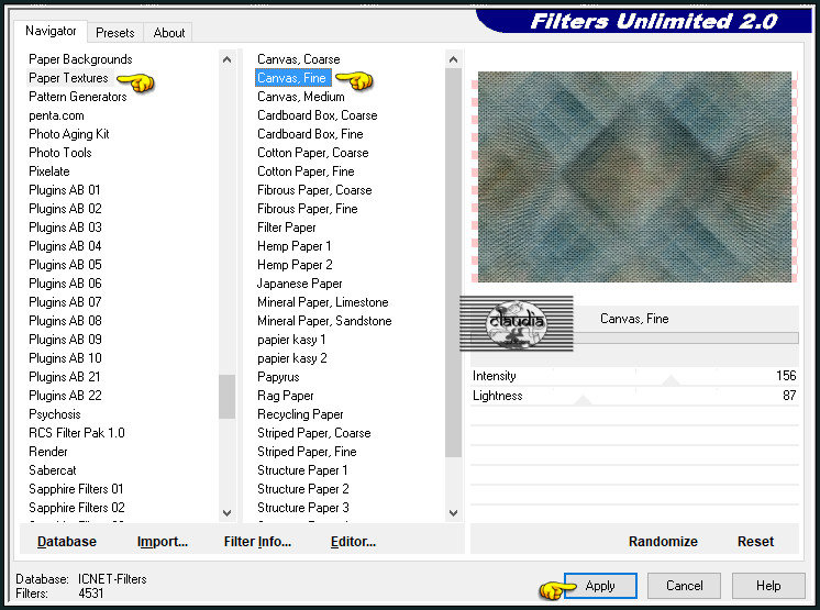 Effecten - Insteekfilters - <I.C.NET Software> - Filters Unlimited 2.0 - Paper Textures - Canvas, Fine