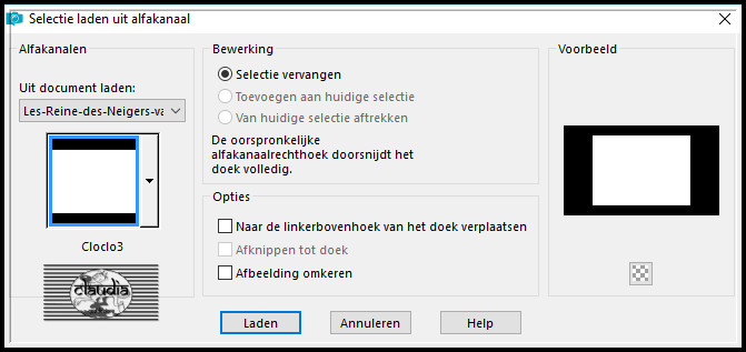 Selecties - Selectie laden/opslaan - Selectie laden uit alfakanaal : Cloclo3