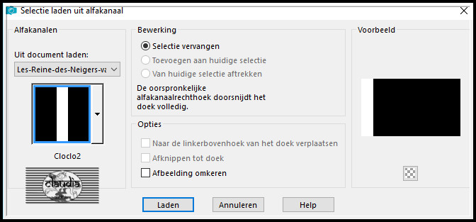 Selecties - Selectie laden/opslaan - Selectie laden uit alfakanaal : Cloclo2