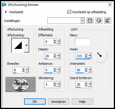 Effecten - 3D-Effecten - Afschuining binnen 