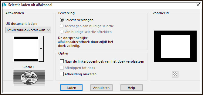 Selecties - Selectie laden/opslaan - Selectie laden uit alfkanaal : Cloclo1