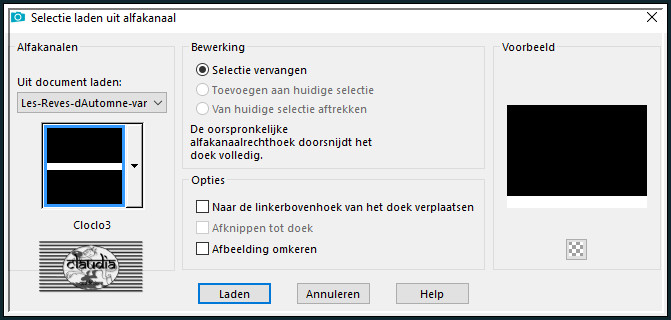 Selecties - Selectie laden/opslaan - Selectie laden uit alfkanaal : Cloclo3