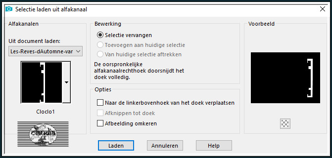 Selecties - Selectie laden/opslaan - Selectie laden uit alfkanaal : Cloclo1