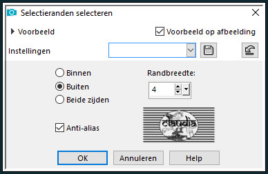 Selecties - Wijzigen - Selectieranden selecteren