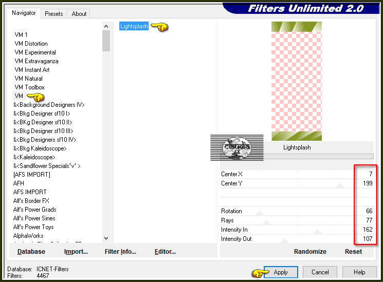 Effecten - Insteekfilters - <I.C.NET Software> - Filters Unlimited 2.0 - VM Lightsplash