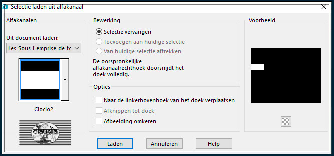 Selecties - Selectie laden/opslaan - Selectie laden uit alfkanaal : Cloclo2