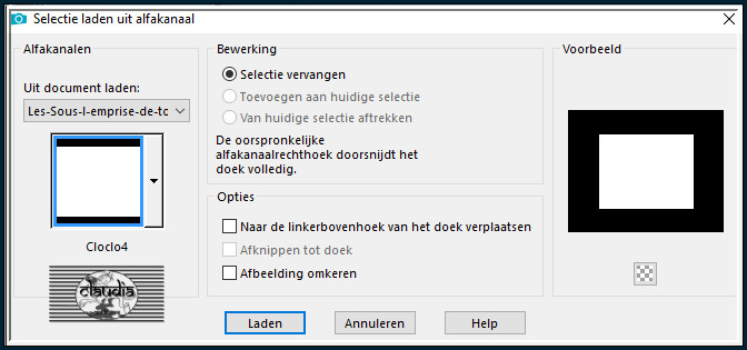 Selecties - Selectie laden/opslaan - Selectie laden uit alfkanaal : Cloclo4