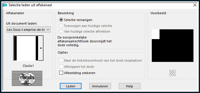 Selecties - Selectie laden/opslaan - Selectie laden uit alfkanaal : Cloclo1