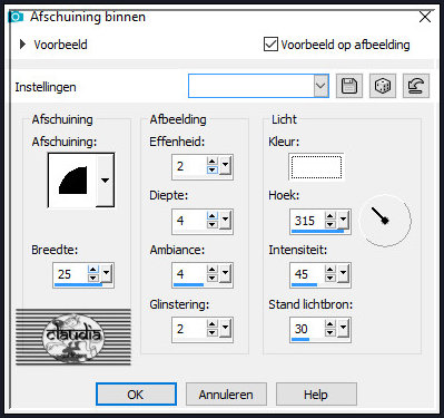 Effecten - 3D-Effecten - Afschuining binnen