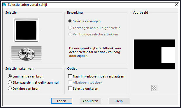 Selecties - Selectie laden/opslaan - Selectie laden vanaf schijf : cloclo1