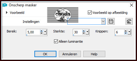 Aanpassen - Scherpte - Onscherp masker