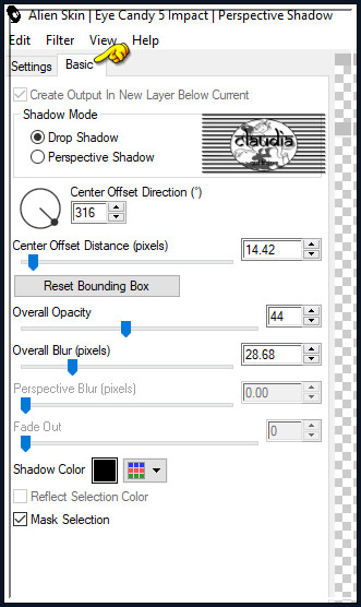 Effecten - Insteekfilters - Alien Skin Eye Candy 5 : Impact - Perspective Shadow