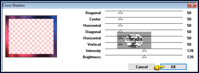 Effecten - Insteekfilters - Graphics Plus - Cross Shadow :