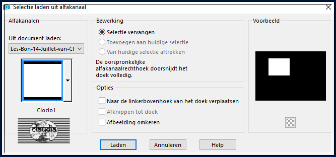 Selecties - Selectie laden/opslaan - Selectie laden uit alfkanaal : Cloclo1