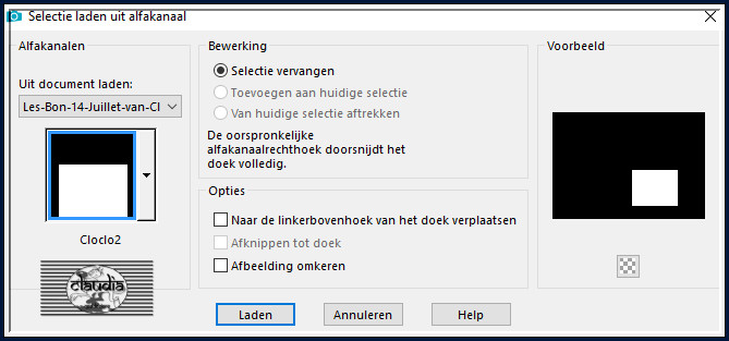 Selecties - Selectie laden/opslaan - Selectie laden uit alfkanaal : Cloclo2