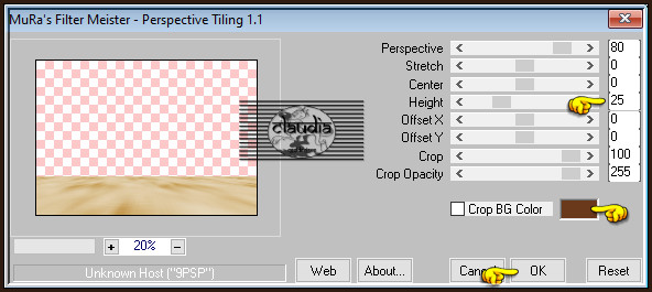 Effecten - Insteekfilters - MuRa's Meister - Perspective Tiling : Crop BG Color = 1ste kleur