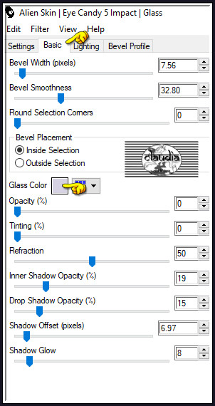 Effecten - Insteekfilters - Alien Skin Eye Candy 5 : Impact - Glass : Glass Color = 3de kleur 