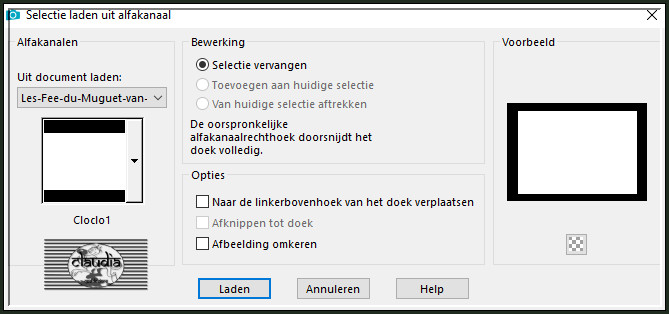 Selecties - Selectie laden/opslaan - Selectie laden uit alfkanaal : Cloclo1