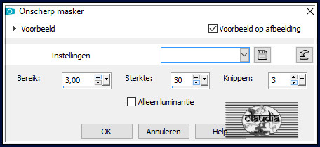 Aanpassen - Scherpte - Onscherp masker :