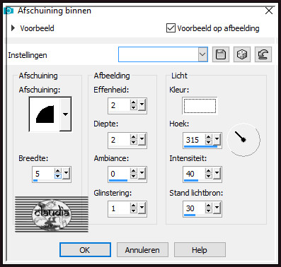 Effecten - 3D-Effecten - Afschuining binnen