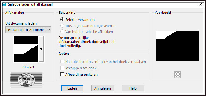 Selecties - Selectie laden/opslaan - Selectie laden vanaf schijf : Cloclo1