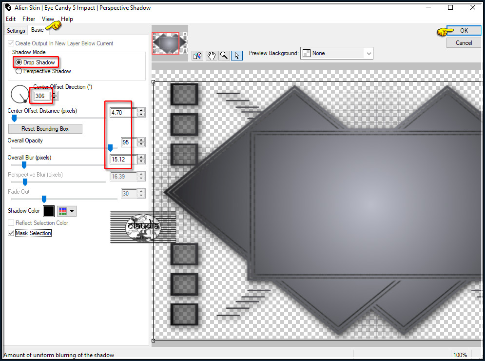 Effecten - Insteekfilters - Alien Skin Eye Candy 5 : Impact - Perspective Shadow :