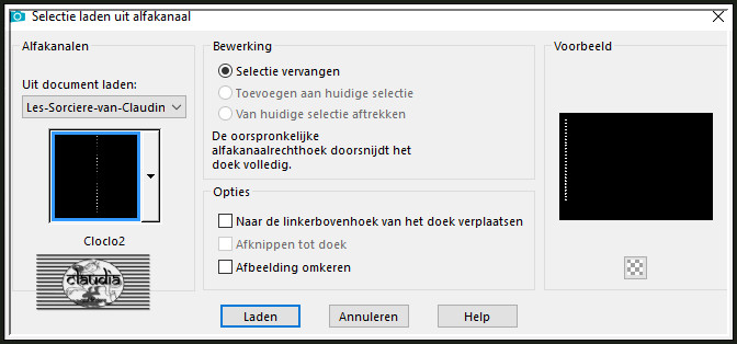 Selecties - Selectie laden/opslaan - Selectie laden uit alfkanaal : Cloclo2