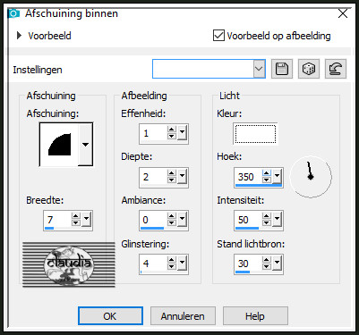 Effecten - 3D-Effecten - Afschuining binnen