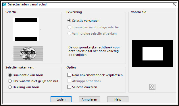 Selecties - Selectie laden/opslaan - Selectie laden vanaf schijf : selection cloclo B