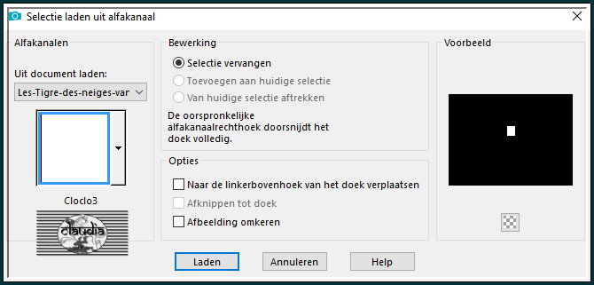 Selecties - Selectie laden/opslaan - Selectie laden uit alfkanaal : Cloclo3