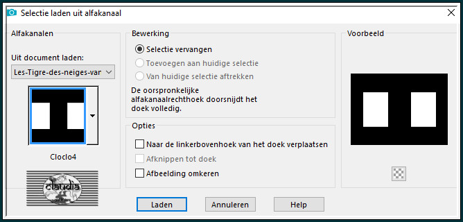 Selecties - Selectie laden/opslaan - Selectie laden uit alfkanaal : Cloclo4