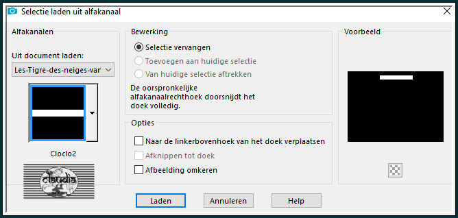 Selecties - Selectie laden/opslaan - Selectie laden uit alfkanaal : Cloclo2