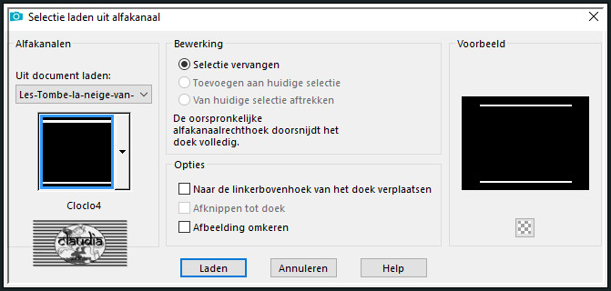 Selecties - Selectie laden/opslaan - Selectie laden uit alfkanaal : Cloclo 4