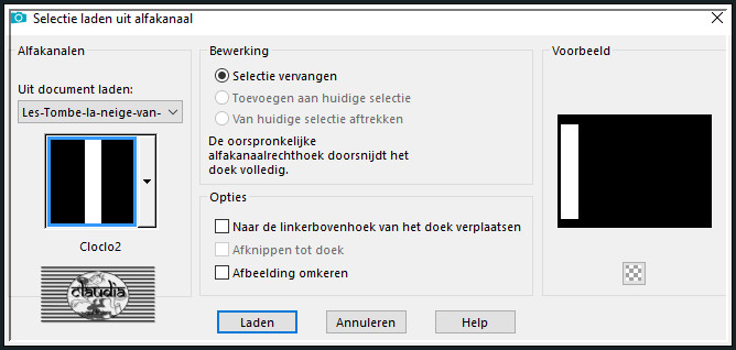 Selecties - Selectie laden/opslaan - Selectie laden uit alfkanaal : Cloclo 2