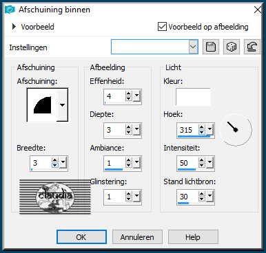 Effecten - 3D-Effecten - Afschuining binnen