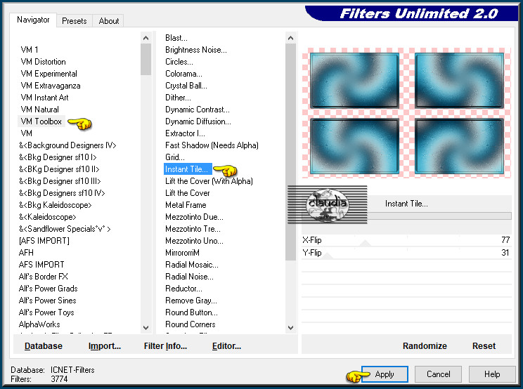 Effecten - Insteekfilters - <I.C.NET Software> - Filters Unlimited 2.0 - VM Toolbox - Instant Tile