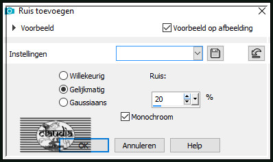 Aanpassen - Ruis toevoegen/verwijderen - Ruis toevoegen : (= Grofkorreligheid)