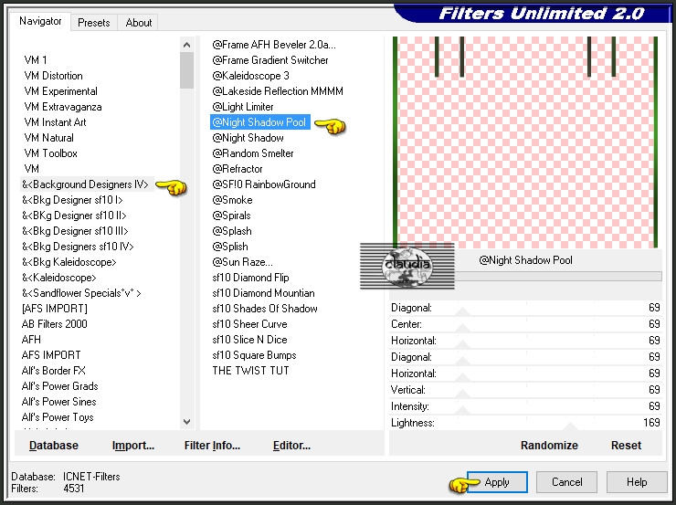 Effecten - Insteekfilters - <I.C.NET Software> - Filters Unlimited 2.0 -&<Background Designers IV> - @Night Shadow Pool