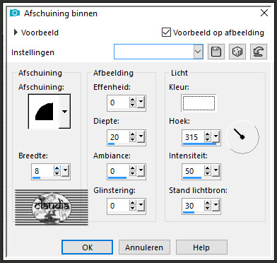 Effecten - 3D-Effecten - Afschuining binnen :